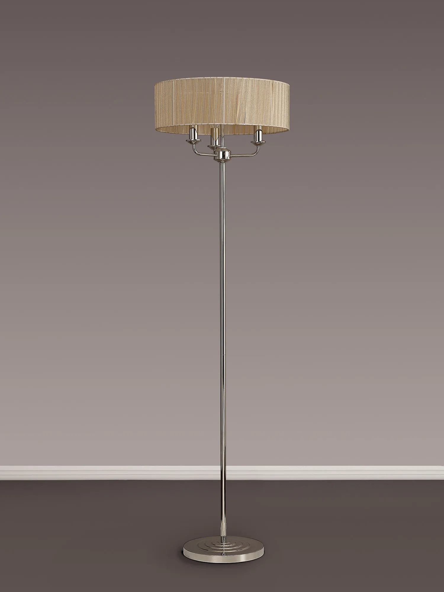 Banyan 45cm 3 Light Floor Lamp Polished Nickel, Soft Bronze DK0889  Deco Banyan PN SB